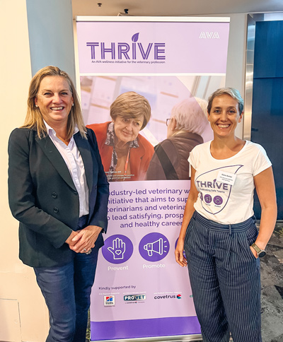 Dr. Sally Colgan and Dr. Diana Barker standing together at the AVA THRIVE Stakeholder Summit. - Zoetis